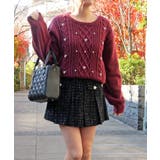 ボルドー | ビジュケーブルニット | FUN