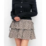 ブラウン | チェックフリルミニスカート | FUN