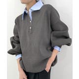 チャコールグレー | 配色レイヤード風ニット | futier land