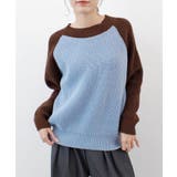 ブルー | 【ABYS】ラグランバイカラーニット | futier land