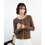 ブラウン | 配色ステッチニットカーディガン | futier land