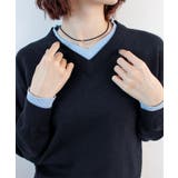 ネイビー | 【ABYS】Vネックレイヤードニット | futier land