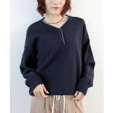 ネイビー | スウェットライク ヘンリーネックニット | futier land