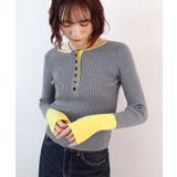 ヘンリーネック配色リブニットトップス | futier land | 詳細画像3 