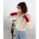 ヘンリーネック配色リブニットトップス | futier land | 詳細画像4 