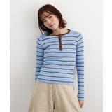 ヘンリーネック配色ボーダーリブニット | futier land | 詳細画像2 