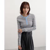 ヘンリーネック配色ボーダーリブニット | futier land | 詳細画像8 