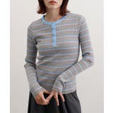 グレー | ヘンリーネック配色ボーダーリブニット | futier land