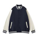 ネイビー×アイボリー | Varsity Light Jacket | AVENT