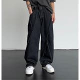 ブラック | Cut-off Design Straight Denim Pants | AVENT