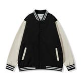 ブラック×アイボリー | Varsity Light Jacket | AVENT