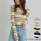 ライトベージュ | ボーダー襟付きニット | futier land