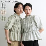 チェック柄シャーリングブラウス | futier land | 詳細画像1 