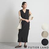 ブラック | [前後2way]ベルト付きロングワンピース | futier land