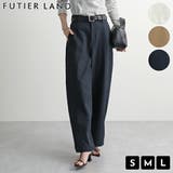 ネイビー | 切り替えワイドカーブスラックスパンツ | futier land