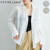 ホワイト | 花レースシアーシャツ | futier land