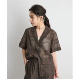 ブラウン | 刺繍レース半袖シャツジャケット | futier land