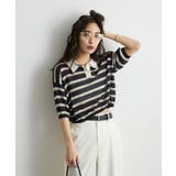 ネイビー | シアーボーダーポロニット | futier land