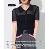 透かし編み配色ポロニット | futier land | 詳細画像2