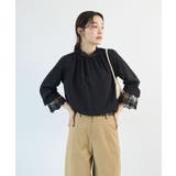 ブラック | レースドッキングブラウス | futier land