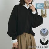 ブラック | シャツ切り替えVネック長袖ニットプルオーバー | futier land