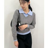 こなれ感出せる配色ニット。レイヤード風ポロニットトップス | futier land | 詳細画像22