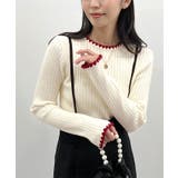 オフホワイト | 配色ステッチリブニット | futier land