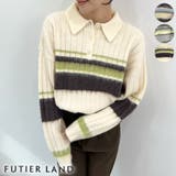 ふわっと包まれる幸せニット。アルパカタッチボーダーポロニット | futier land | 詳細画像1