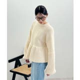 ふんわり袖で可愛さUP。ボリューム袖ペプラムニットトップス | futier land | 詳細画像27 
