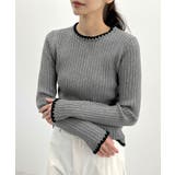 グレー | 配色ステッチリブニット | futier land