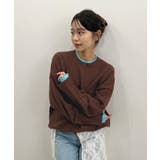 ブラウン | 品よく着映える。配色レイヤード風ニット | futier land