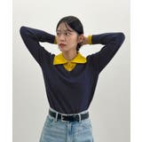 こなれ感出せる配色ニット。レイヤード風ポロニットトップス | futier land | 詳細画像30