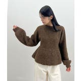 ふんわり袖で可愛さUP。ボリューム袖ペプラムニットトップス | futier land | 詳細画像12 