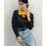 こなれ感出せる配色ニット。レイヤード風ポロニットトップス | futier land | 詳細画像25