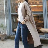 グレー | 【春新作】リネンブレンド ロングコート ガウンコート | futier land