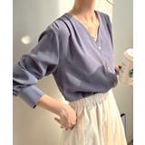 パープル | ブラウス スキッパー Vネック | futier land