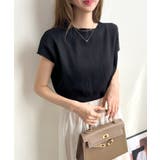 ブラック | もっちり柔らかい。プチハイネックフレンチスリーブサマーニットトップス | futier land