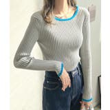 グレー | リブラインが華奢見え効果◎ パイピングリブニット | futier land