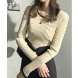 ライトベージュ | リブラインが華奢見え効果◎ パイピングリブニット | futier land