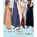 《夏は涼しくリネンで過ごす》リネンＶネックロングワンピース | futier land | 詳細画像2 