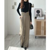 モカ | スタイルアップ効果で美脚を叶える。ハイウエストキャミサロペットスラックス | futier land