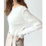 華奢映えワンポイント。袖ハートリブニットボートネックトップス | futier land | 詳細画像9 