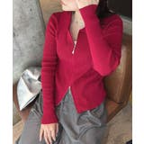 キレイめモードのムード。衿付きダブルジップリブトップス | futier land | 詳細画像1 