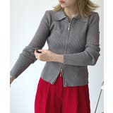 キレイめモードのムード。衿付きダブルジップリブトップス | futier land | 詳細画像12 