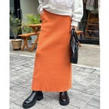 オレンジ | 便利なポケット付き！リブロングタイトスカート | futier land