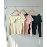 ねじったデザインが愛らしい。フロントリボンオフショルダートップス | futier land | 詳細画像16