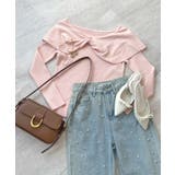 ねじったデザインが愛らしい。フロントリボンオフショルダートップス | futier land | 詳細画像17