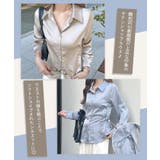 絶妙な光沢感と高級感。ウエストシェイプサテンシャツ/ブラウス | futier land | 詳細画像3 