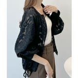 ブラック(ショート丈) | 上品な透け感がオトナ可愛い。前後2Way花柄シフォンブラウス | futier land
