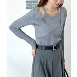 ブルーグレー | 軽やかで華奢な印象。ノースリーブアンサンブルリブニットカットソー | futier land